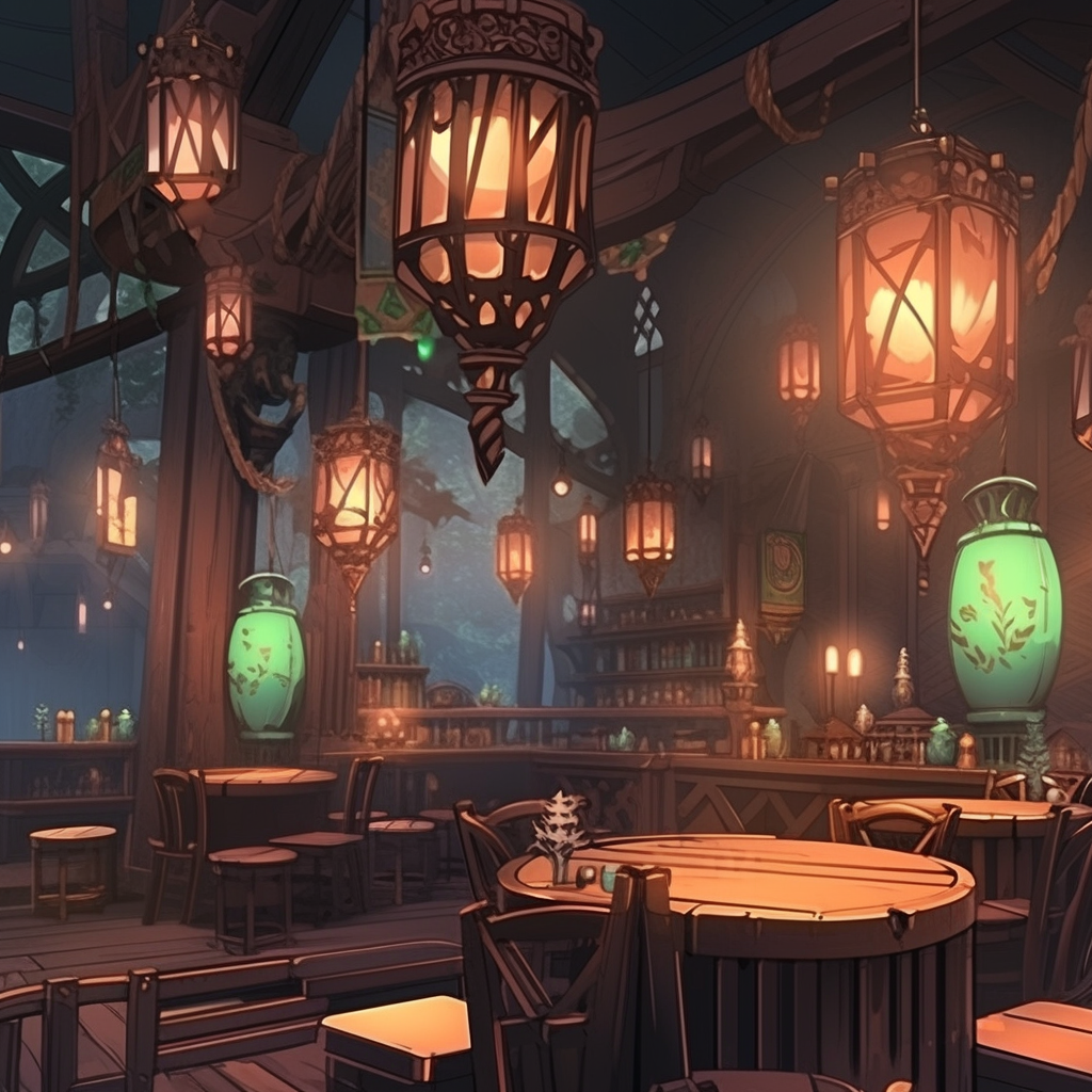 Fantasy Cafe Tables Lanterns