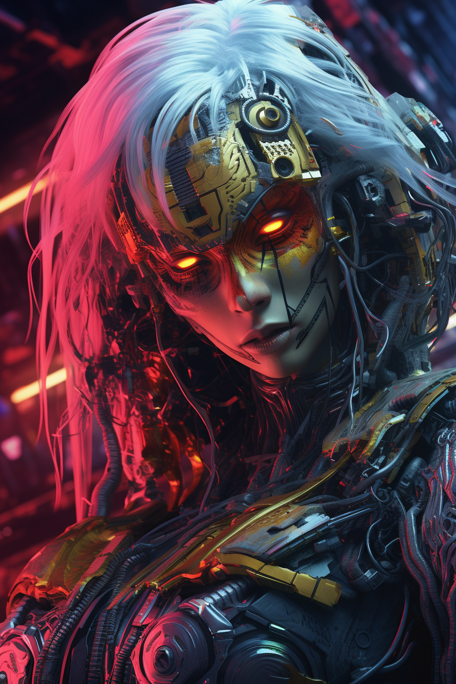 Vibrant cyberpunk fantasy character illustration