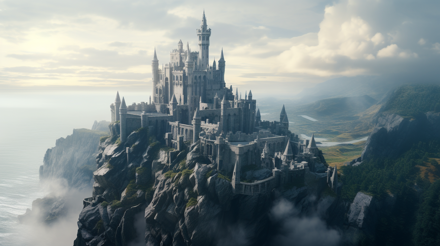 Awe-inspiring fantasy castle on a cliff