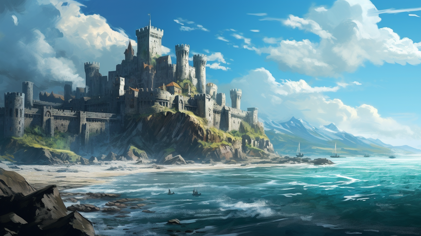 Beautiful fantasy stronghold on the coast