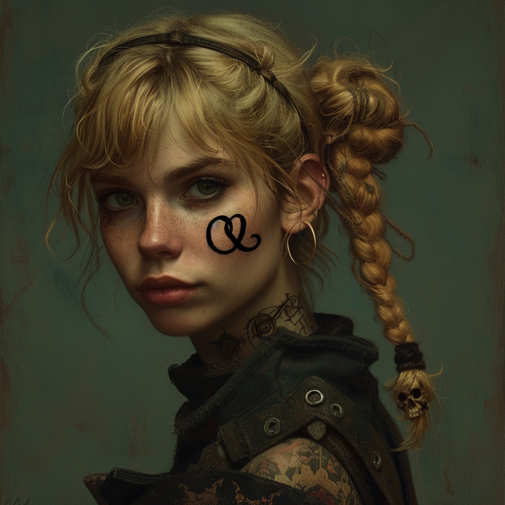 Commoner Woman With Upside Down Ampersand Branded Cheek