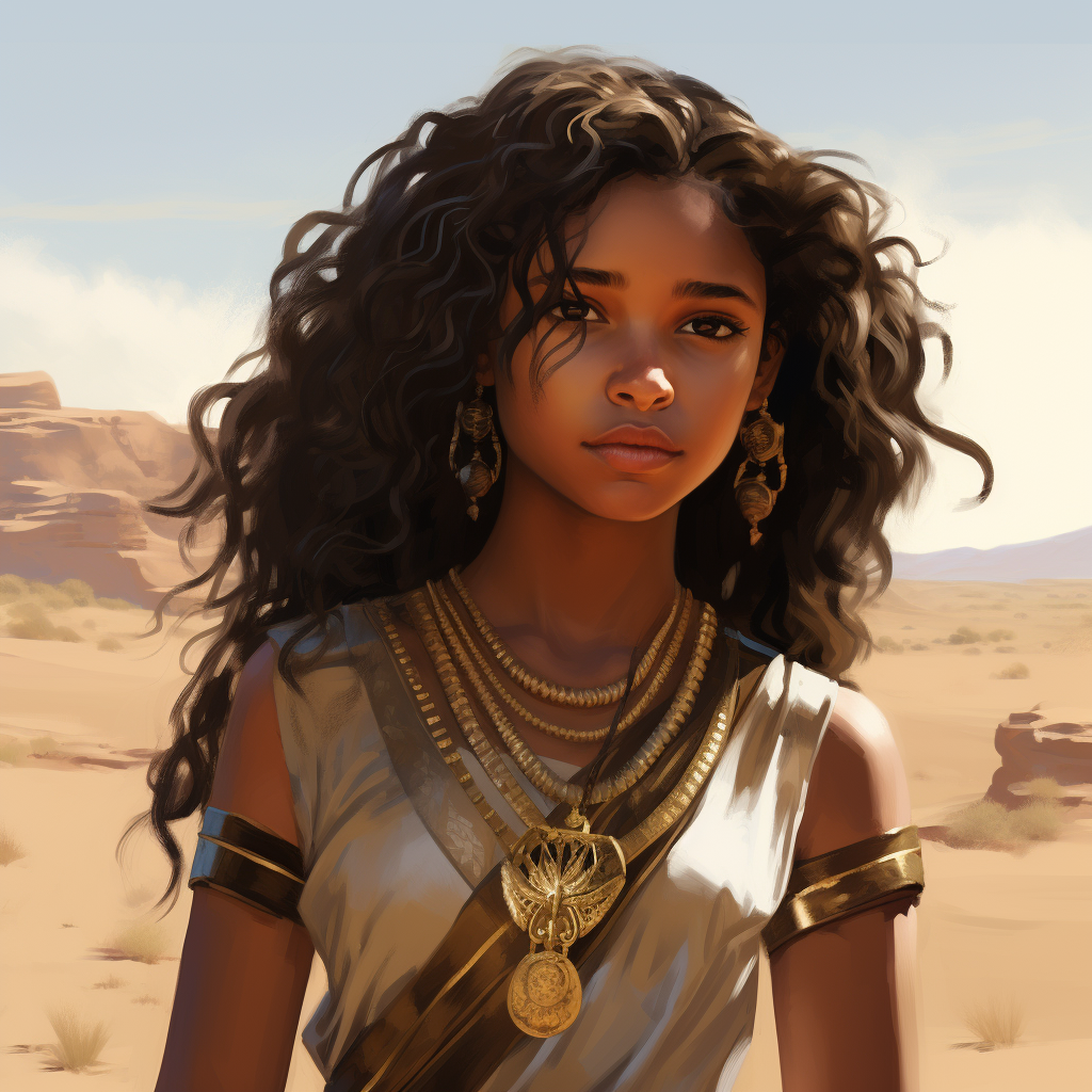 Young girl in fantasy desert