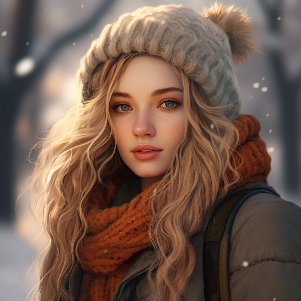 Beautiful fantasy female merchant with winter clothes