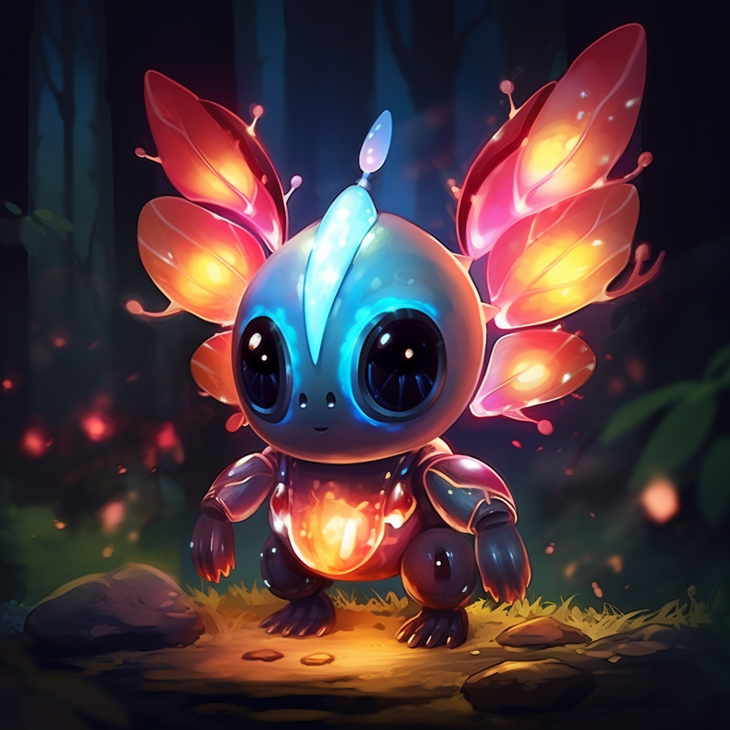 Cute fantasy firefly creature in minimalist style