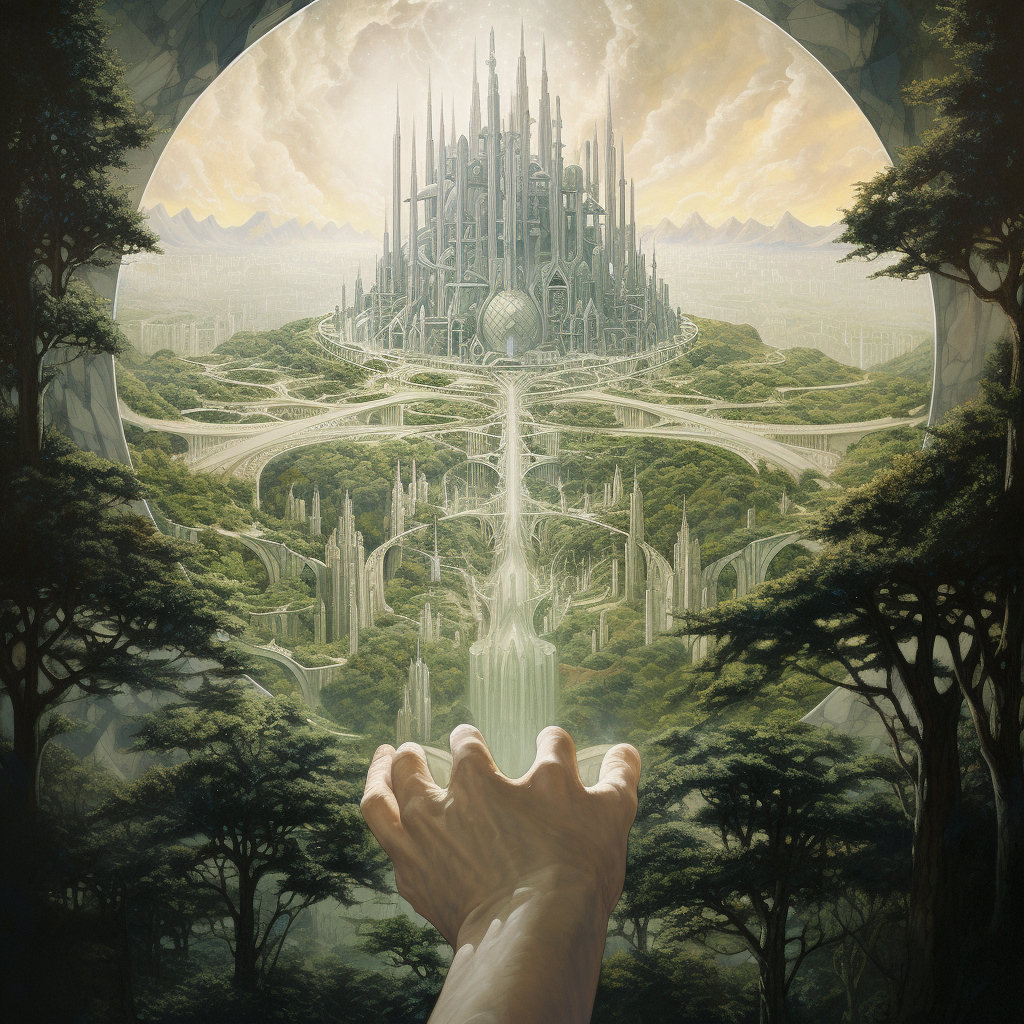 Beautiful Fantasy Forest City Painting