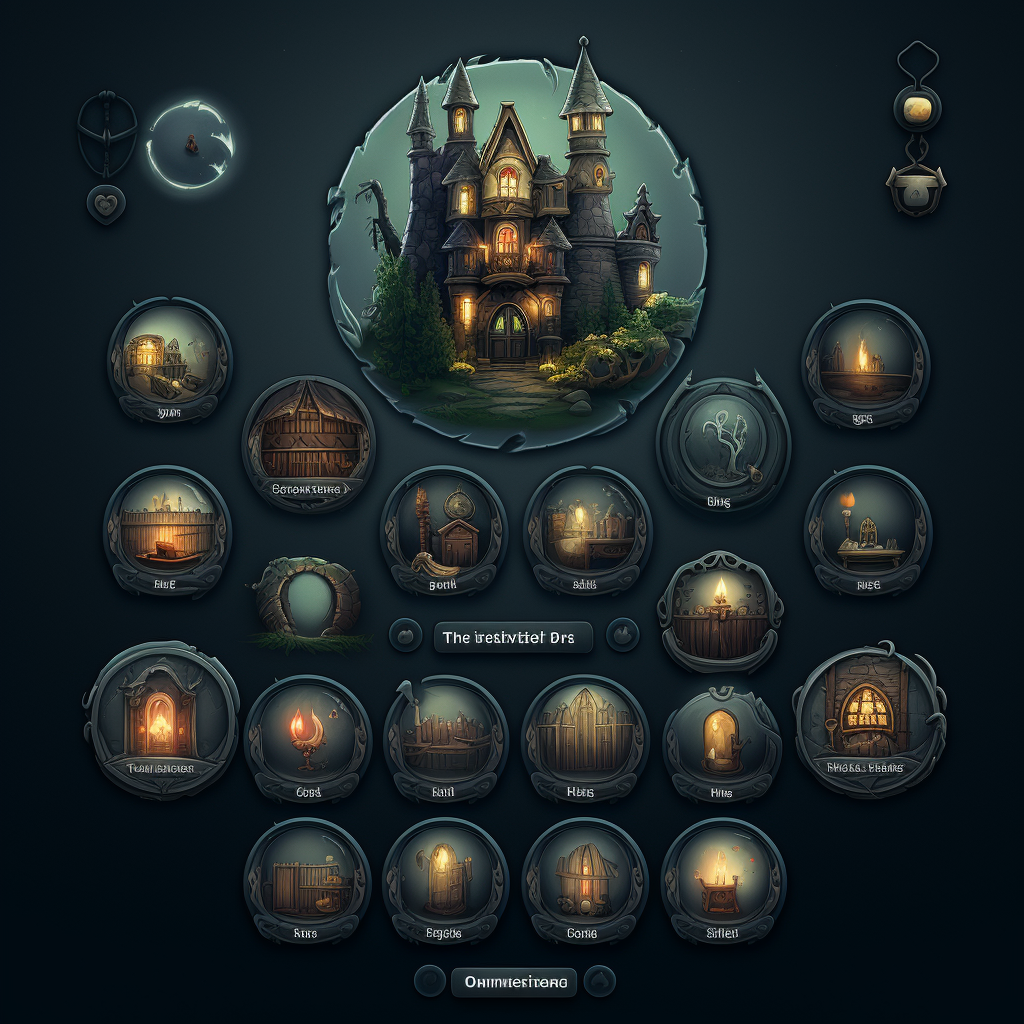 Creative fantasy game home UI button