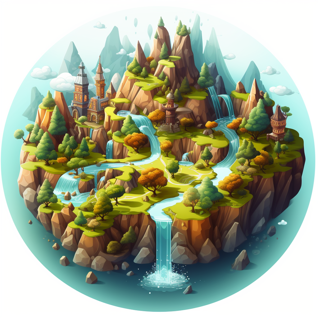 Fantasy landscape with isometric view