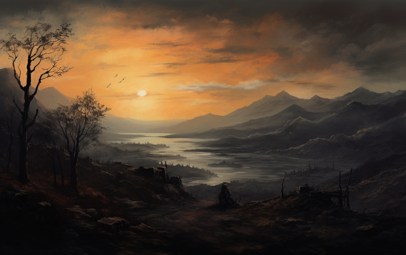 Surreal dark fantasy landscape artwork