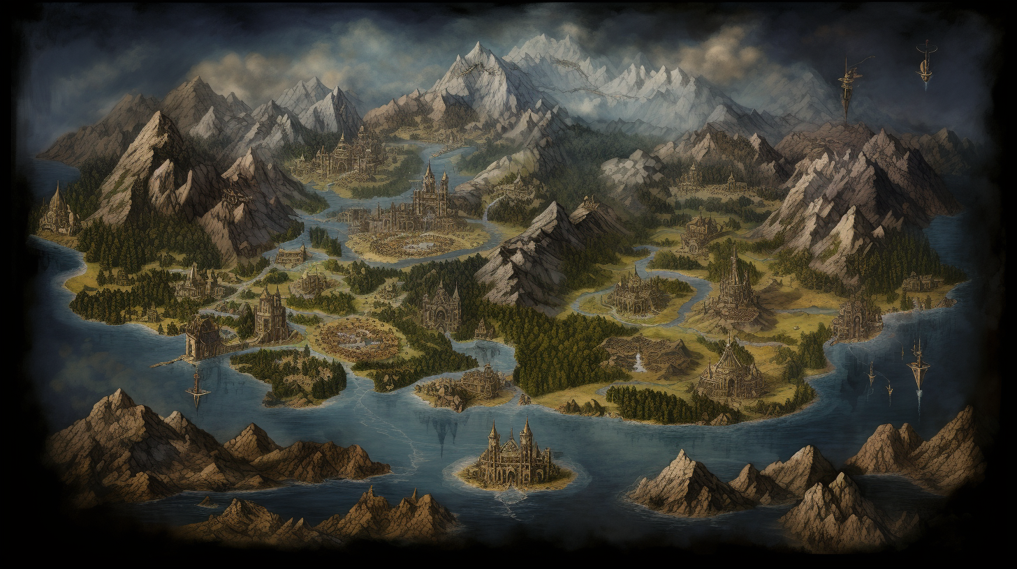 Fantasy Medieval Imaginary Worlds Map