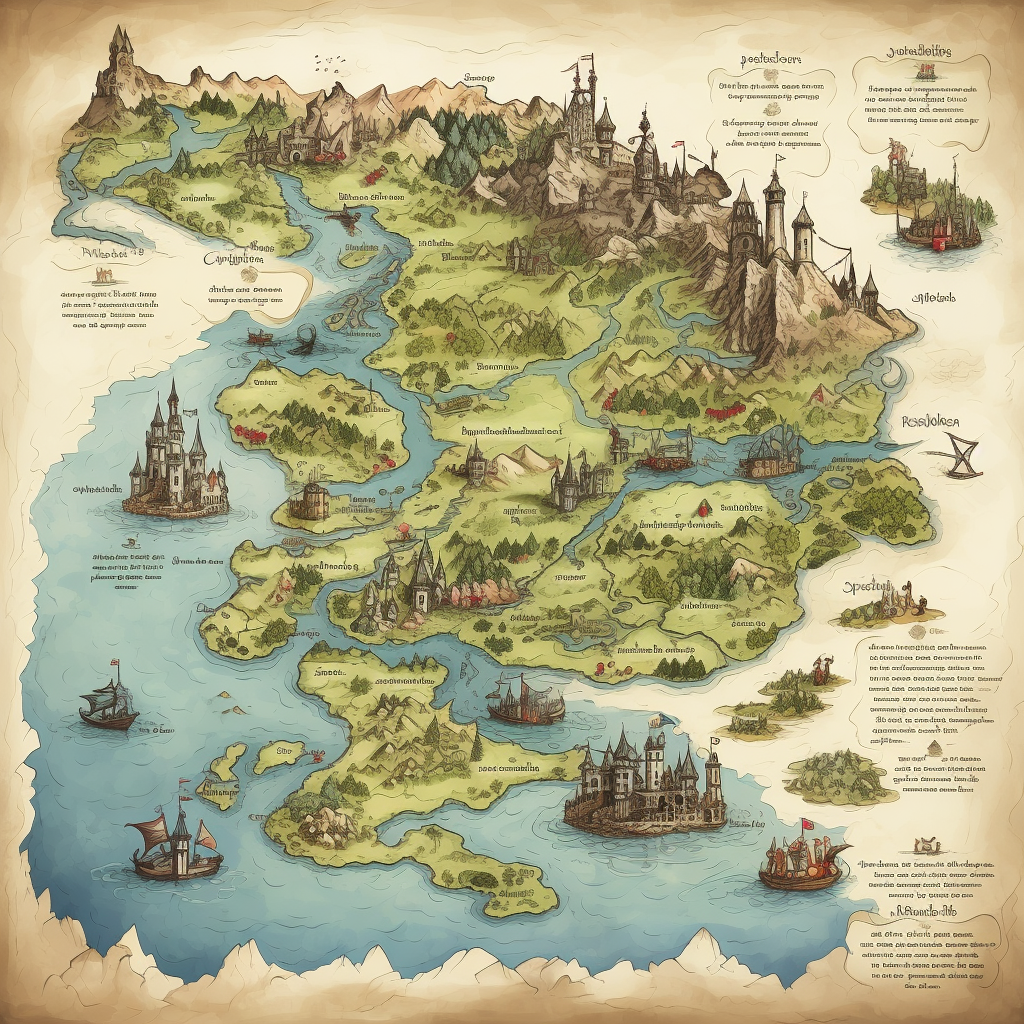 Illustrated map of a fantasy medieval world