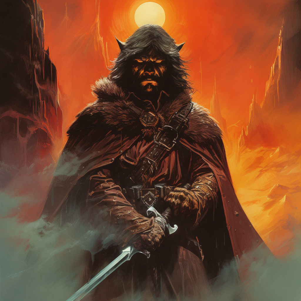 Mysterious opium-laden lone wolf mercenary in dark fantasy art.