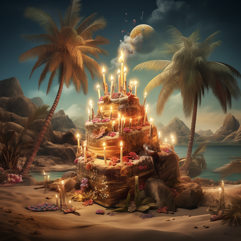 Fantasy palm tree blowing birthday candles