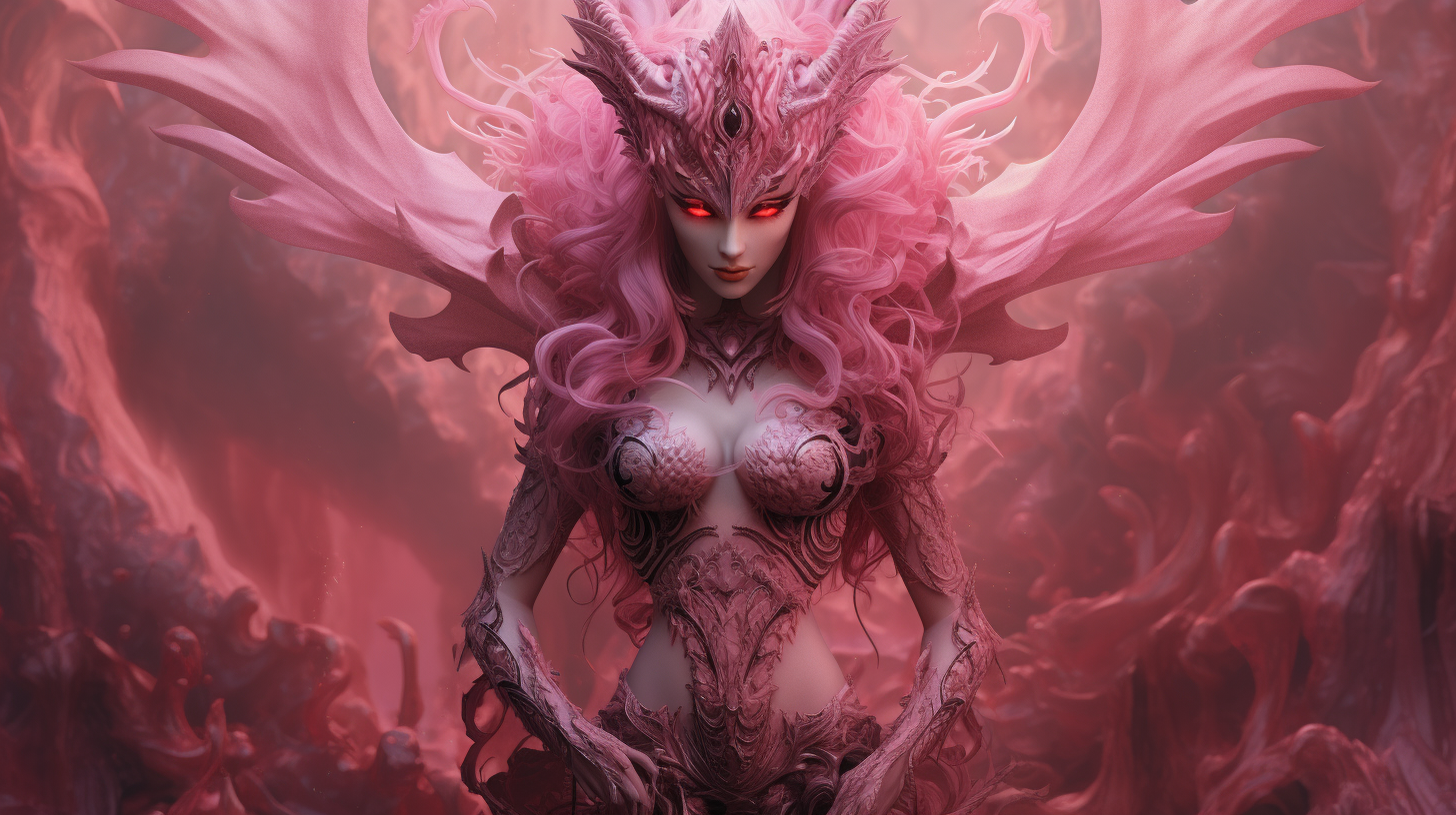 Highly detailed pink ethereal demon