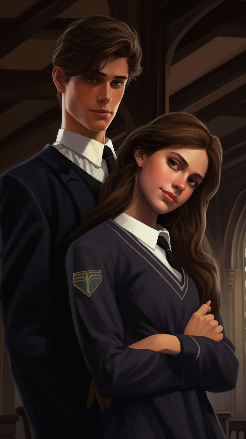 Teen couple at fantasy private school