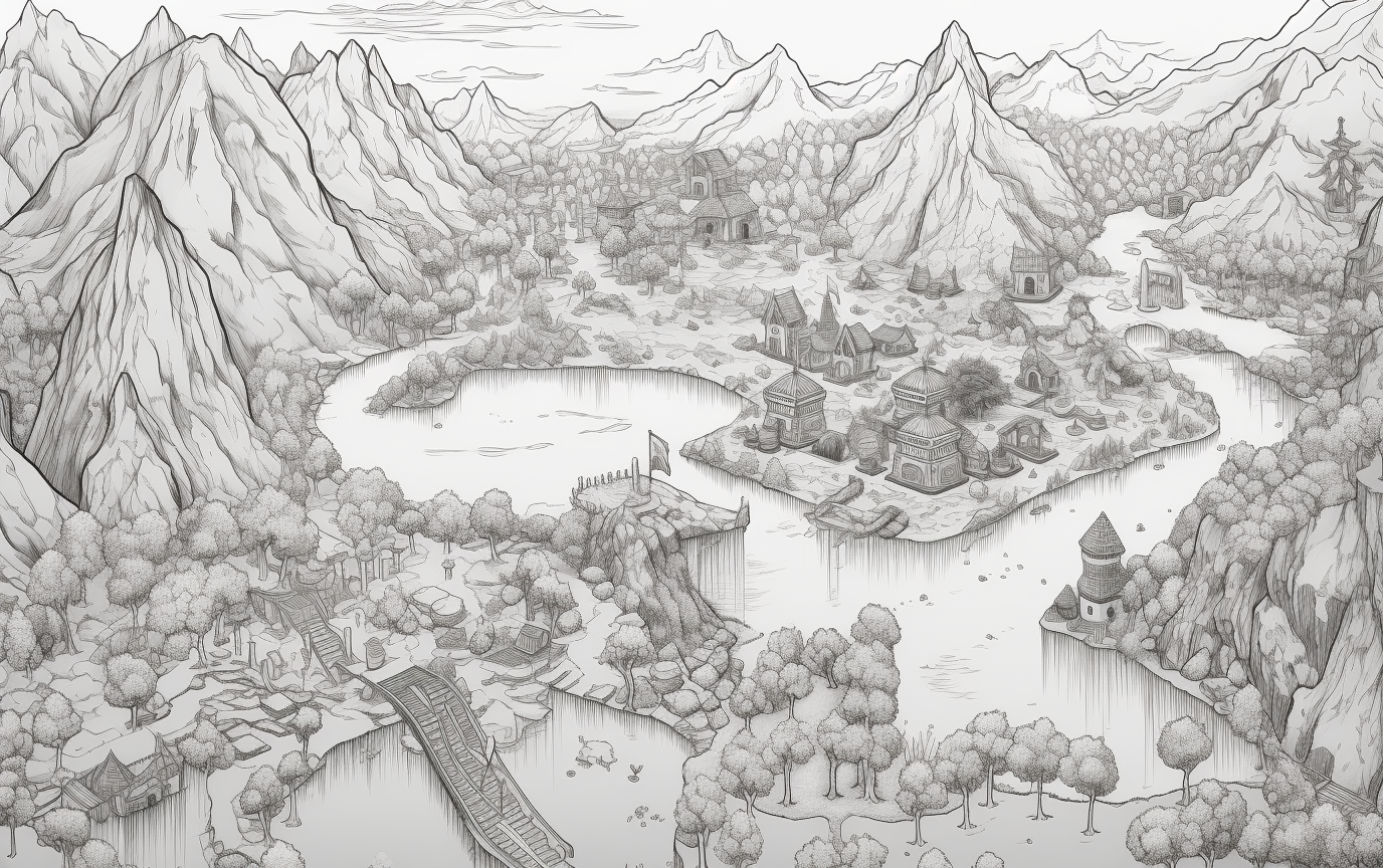 Detailed fantasy RPG game map illustration