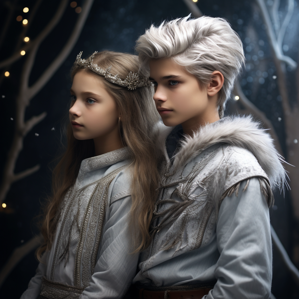 Teenage fantasy twins with silver hair