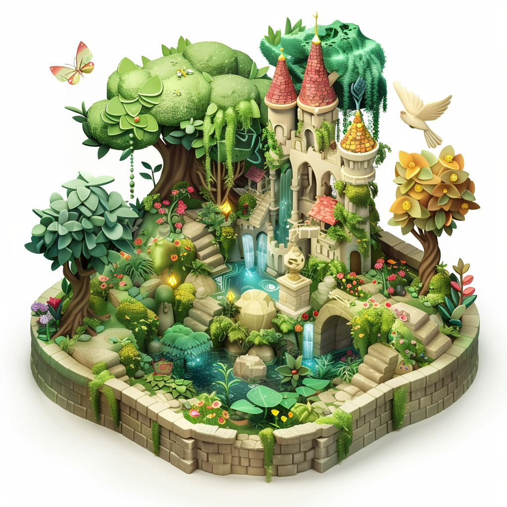 Isometric Fantasy Wonderland Icon Design