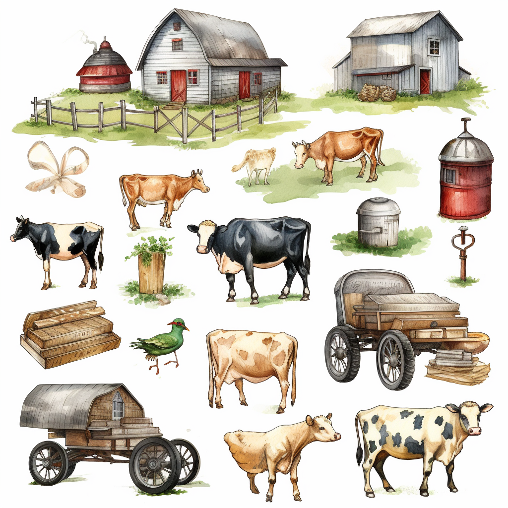 Hand-painted Farm Clipart Collection