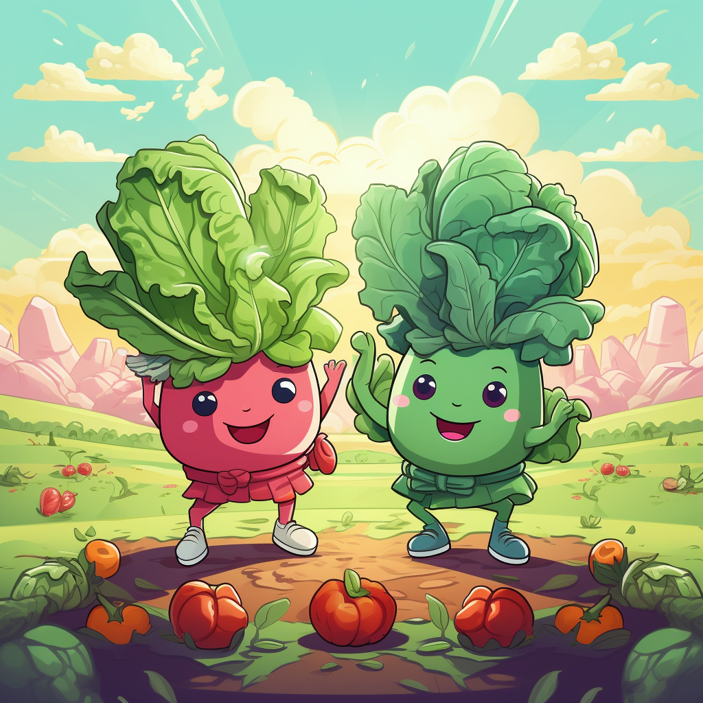 Cute Cartoon Vegetables on the Farm