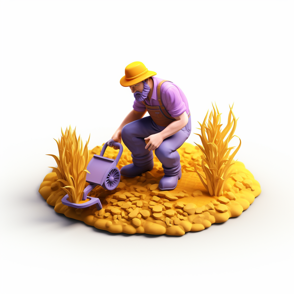 Illustration of Farmer Man Harvesting Crops