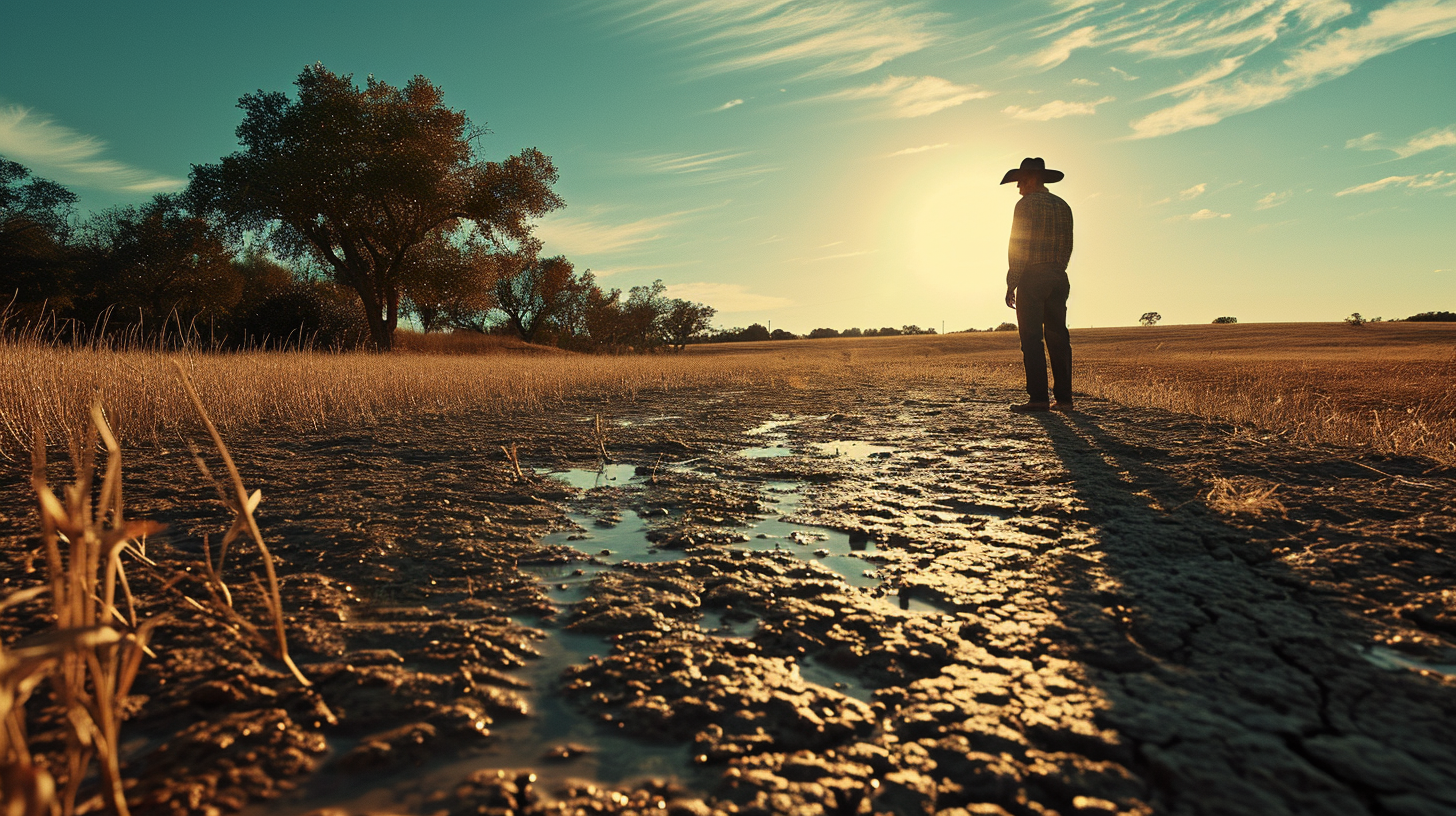 Farmer witnessing dry, arid land