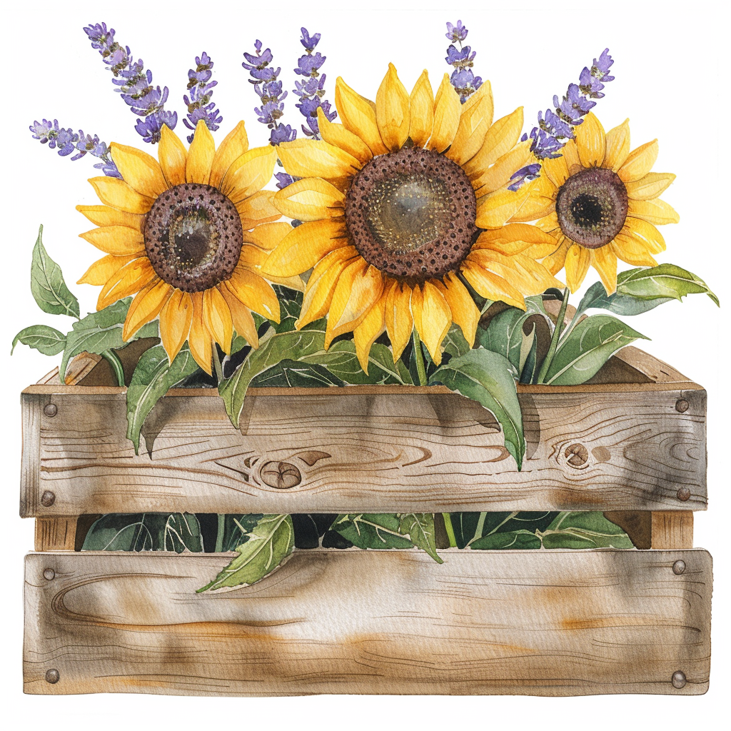 Farmhouse Sunflower Lavender Planter