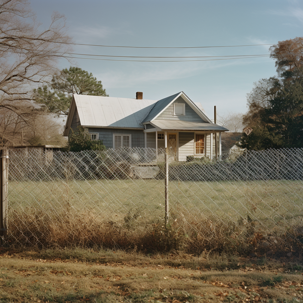 Charming farmhouse with wire mesh fence