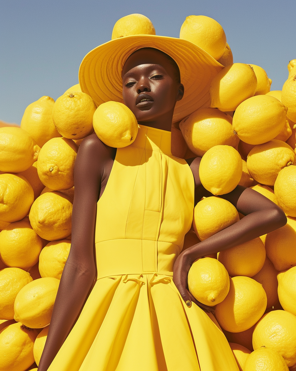 Fashion advertising campaign with lemons by Jacquemus Brand