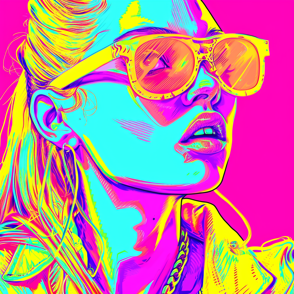 Fashion Barbie in Comix Style with Fluorescent Colors.