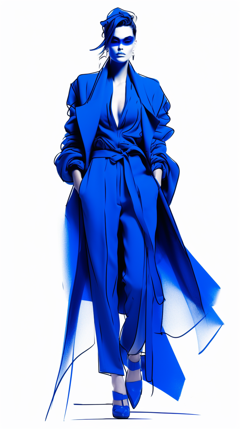 Avant-garde style electric blue blazer outfit