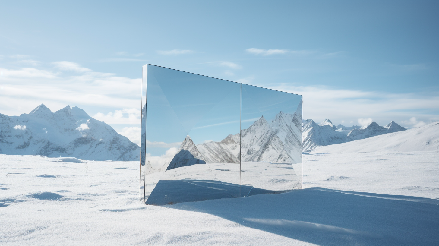 Mirror art installation in snow