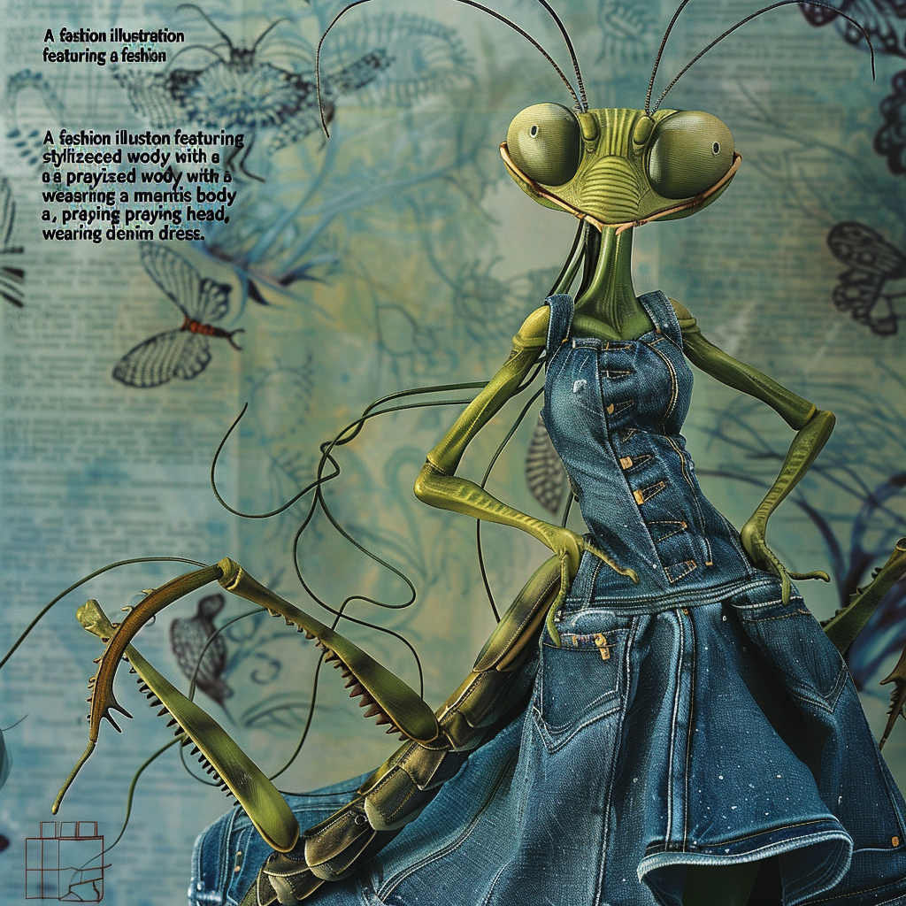 Woman Praying Mantis Fashion Illustration