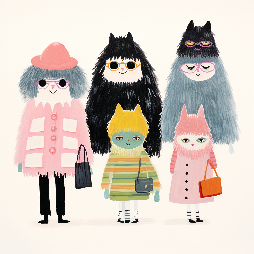 Fashionable little monsters illustration