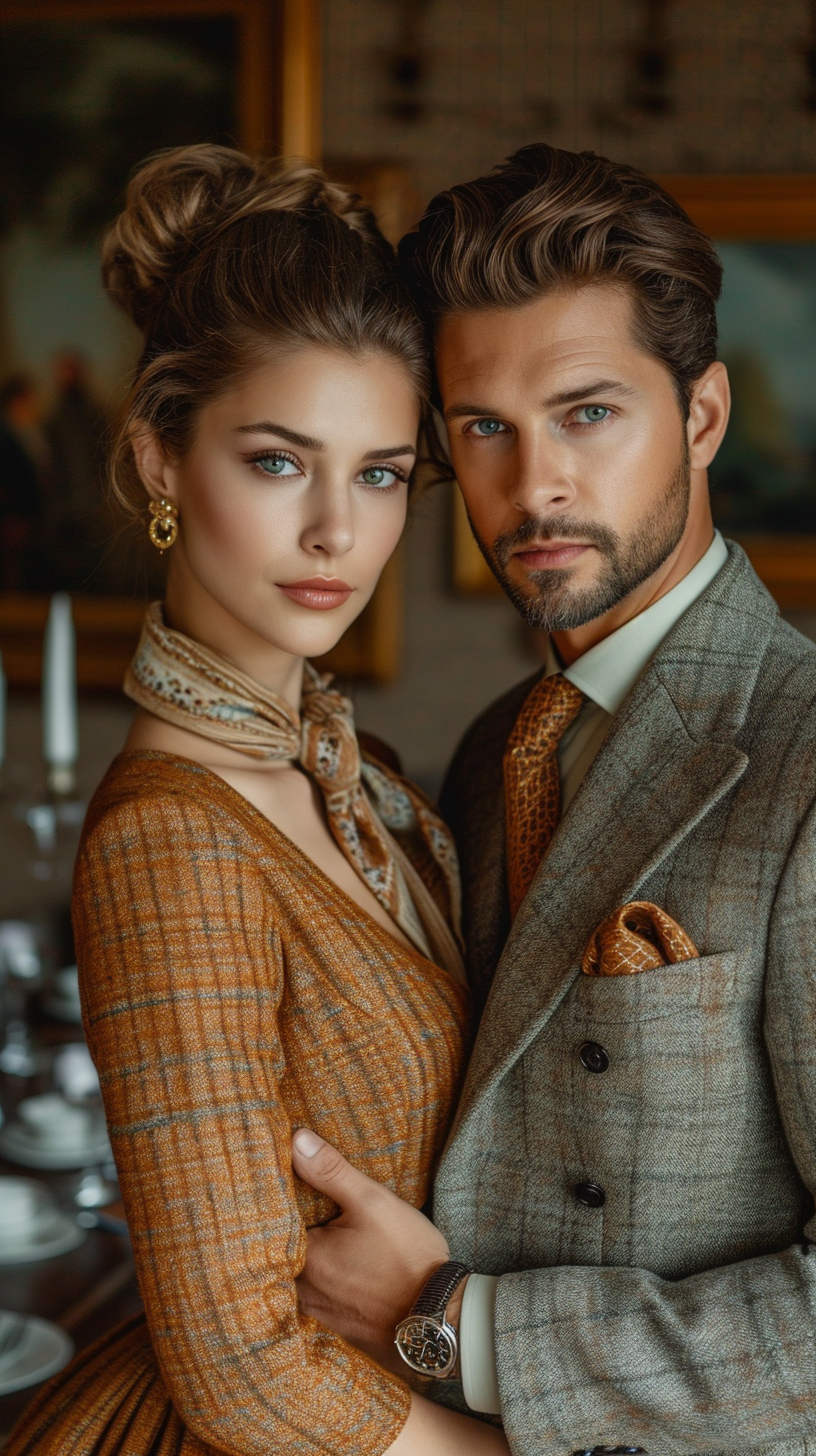 Stylish Fashion Couple in Dining Room