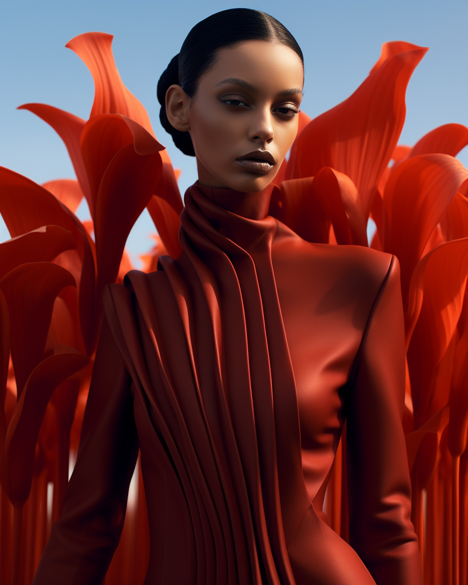 Fashion model in Thierry Mugler style