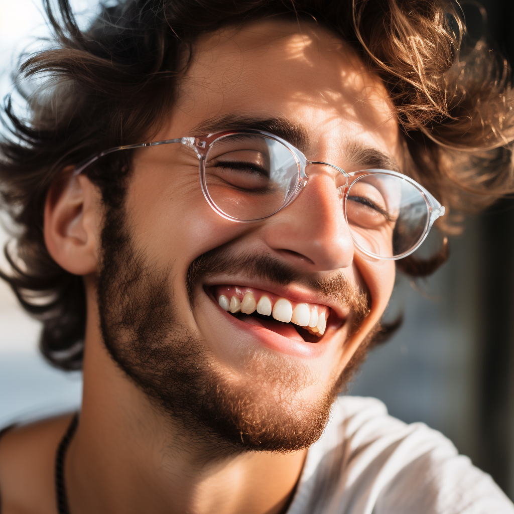 Smiling fashion model in trendy glasses