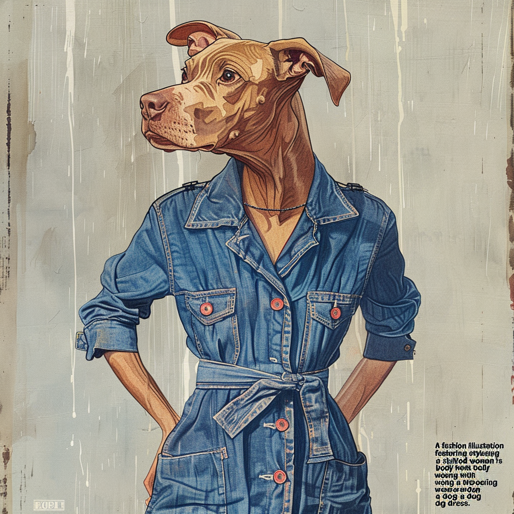 Stylized woman in denim dress