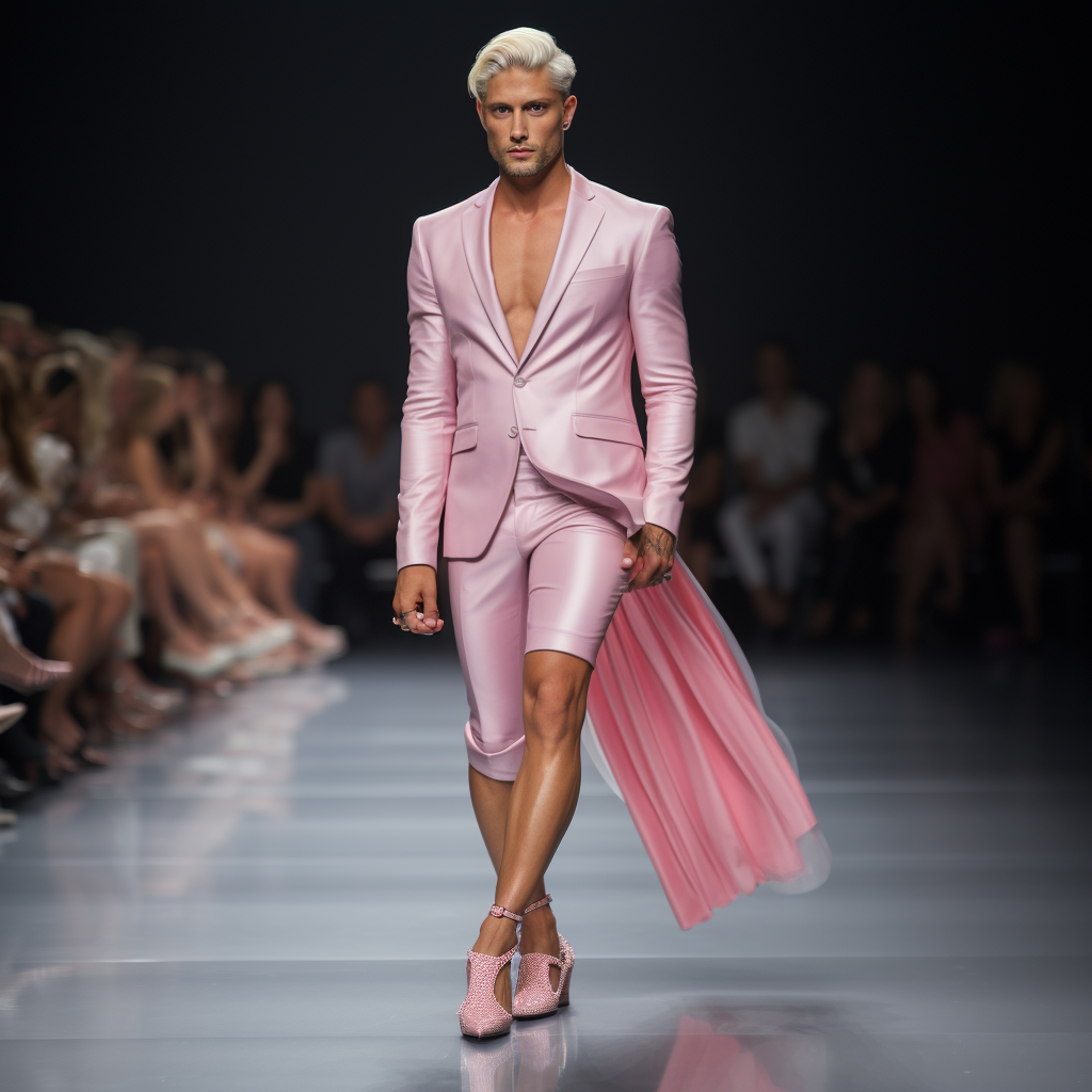 Gay Male Fashion Model in Elegant Attire