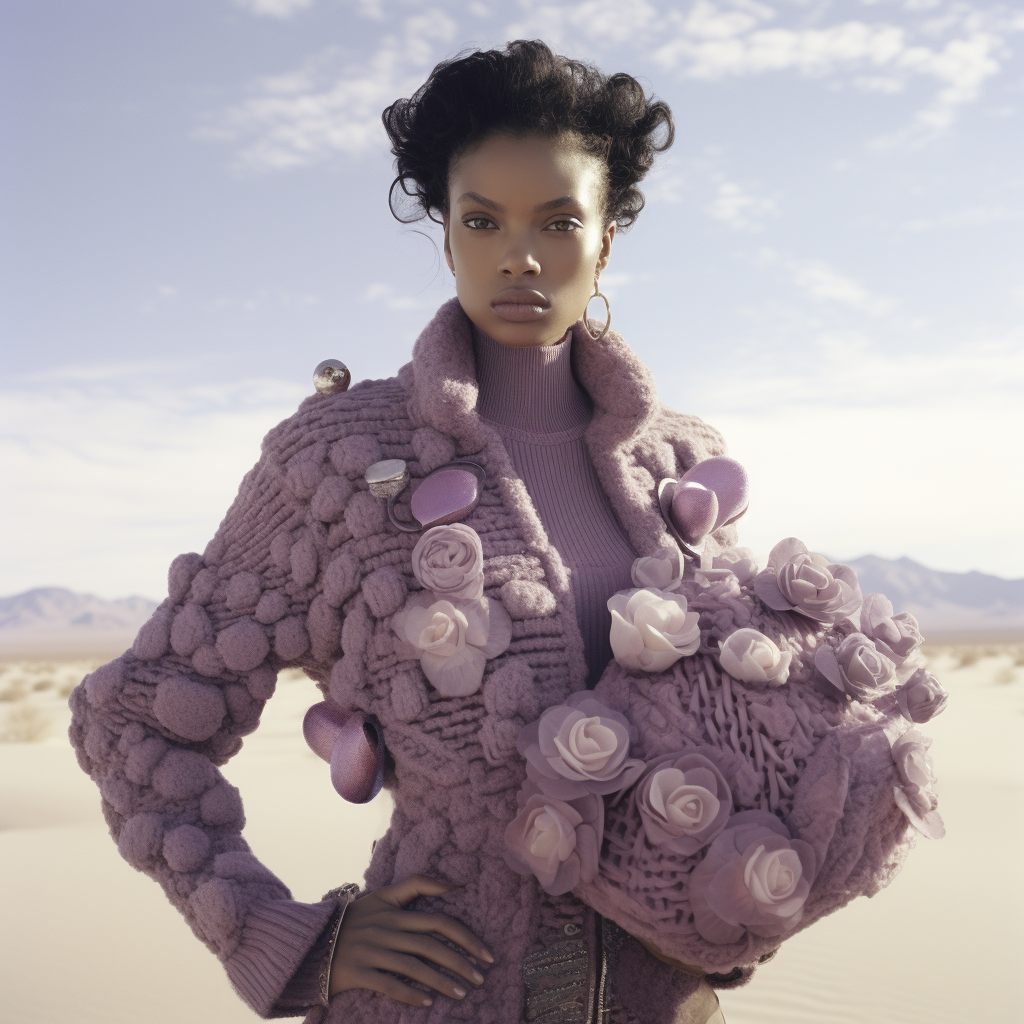 Fashion Models in Lilac and Brown Knitwear