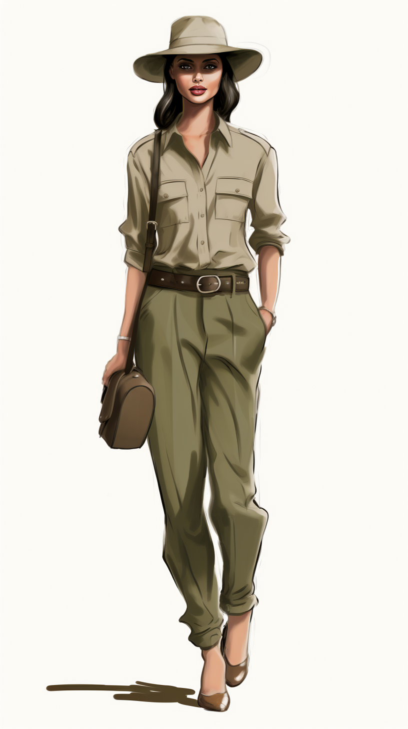 Fashionable Safari Style Outfit Sketch