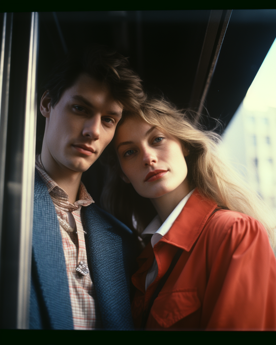 Stylish couple on morning street