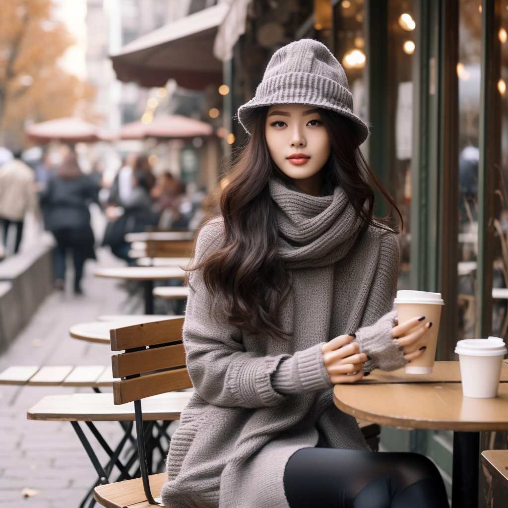 Stylish Korean woman in fall fashion