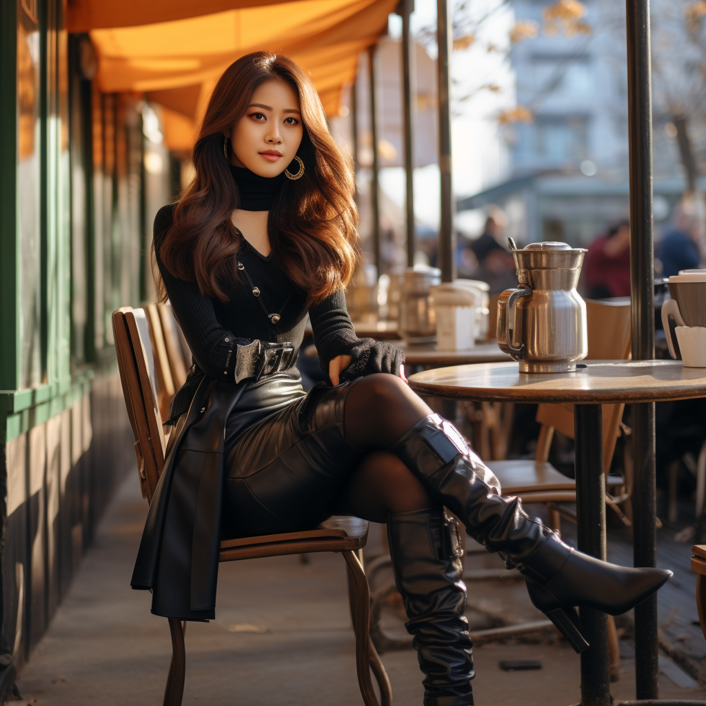 Young Korean Woman in Fashionable Fall Attire