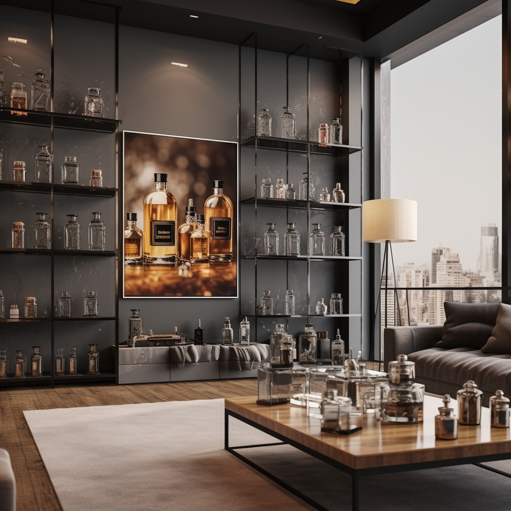 Stylish modern perfume store interior