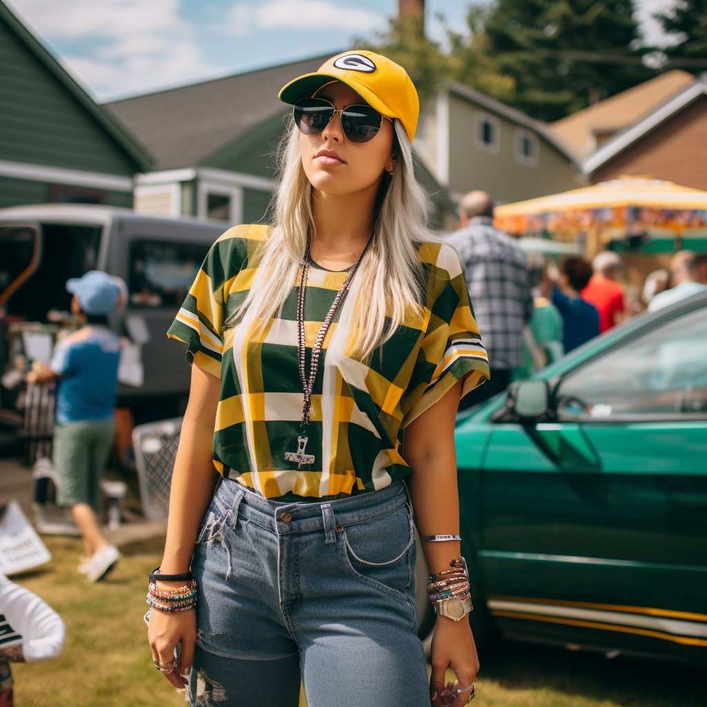 Fashionable Packers Fan at Yard Sale