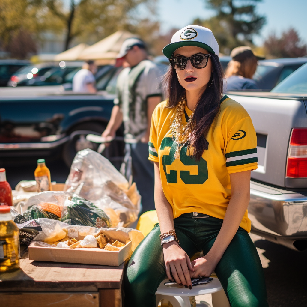 Stylish Packers Fan in Baseball Gear