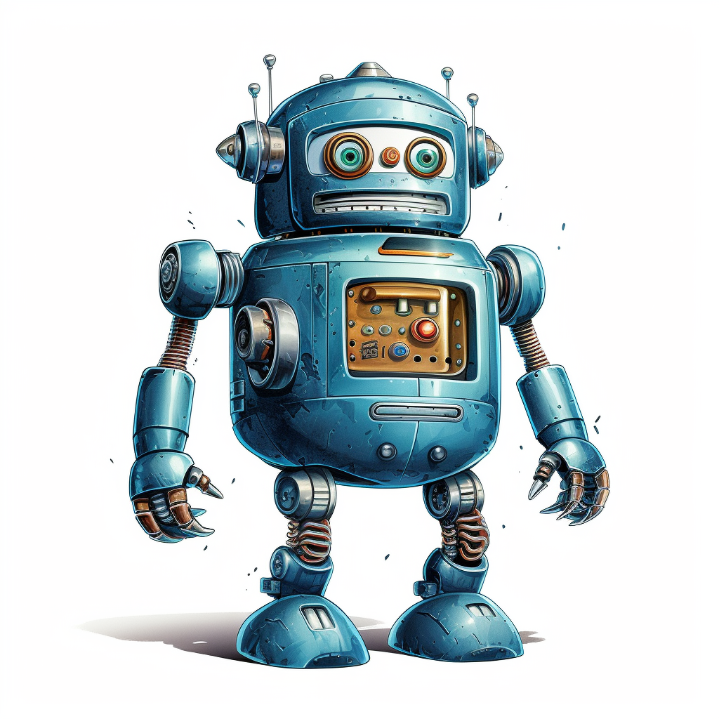 Illustration of a detailed fat blue robot