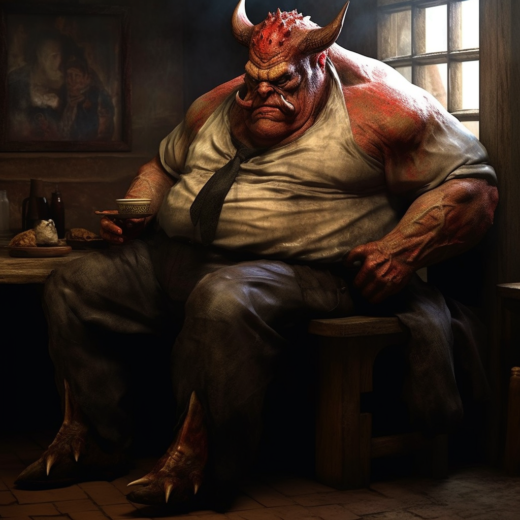 Image of an unmotivated fat devil