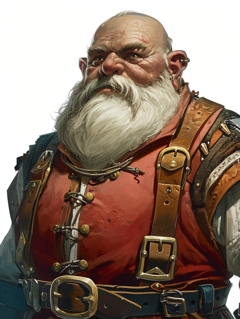 Fat dwarf drunkard portrait on white background