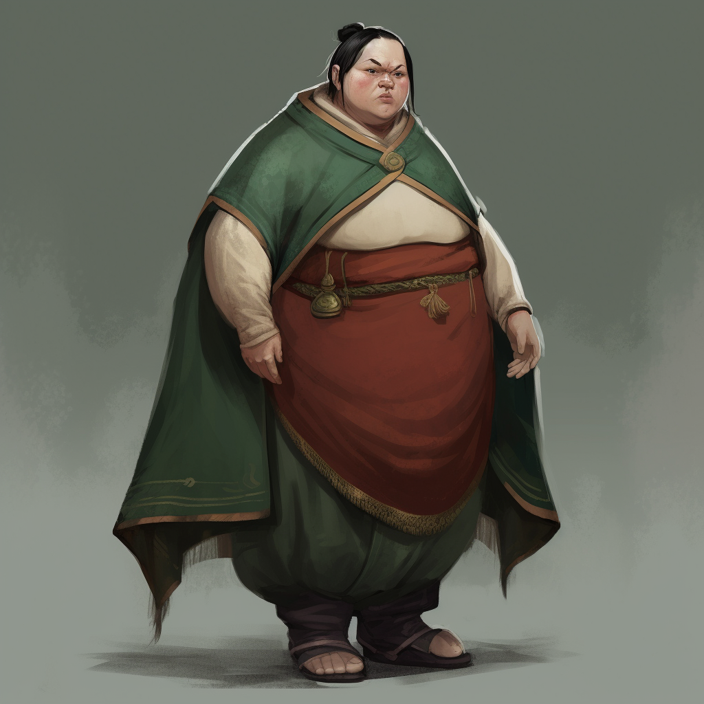 Charming fat elf in monk clothes